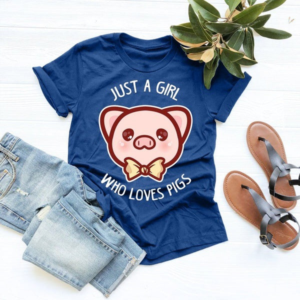 Camiseta Chica "Just A Girl Loves Pigs"